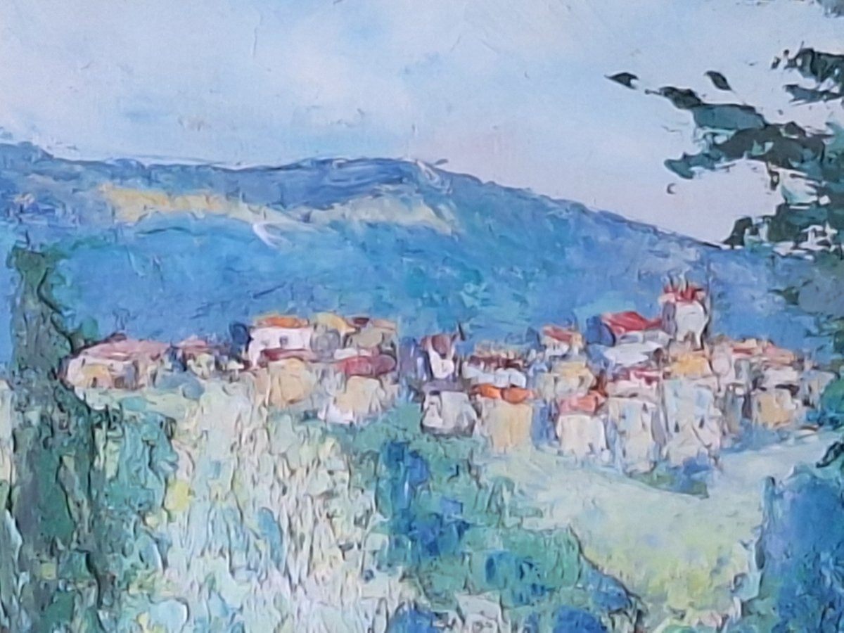 Penne Du Tarn In The Gorges Of The Aveyron, Pierre Billard (1900-1971), Oil On Panel.-photo-2