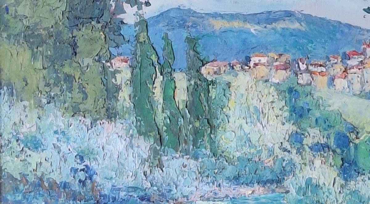 Penne Du Tarn In The Gorges Of The Aveyron, Pierre Billard (1900-1971), Oil On Panel.-photo-2