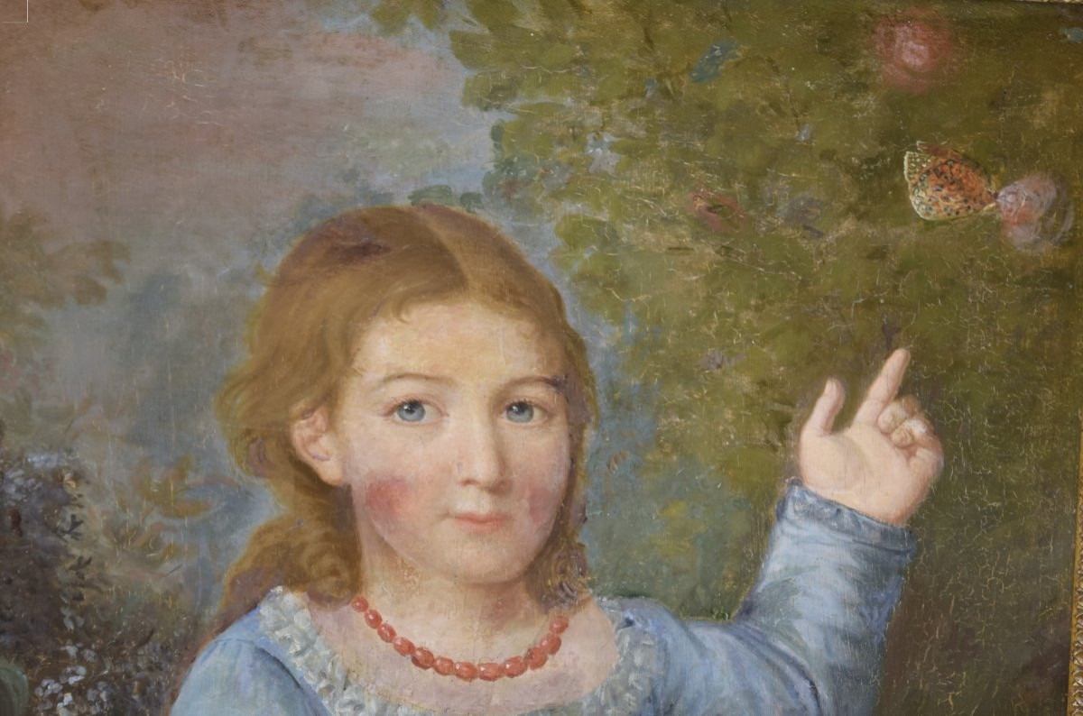 Paire  de  portraits d'enfants attribués à Haüer (1751-1829), huiles /carton, fin 18ème .-photo-6