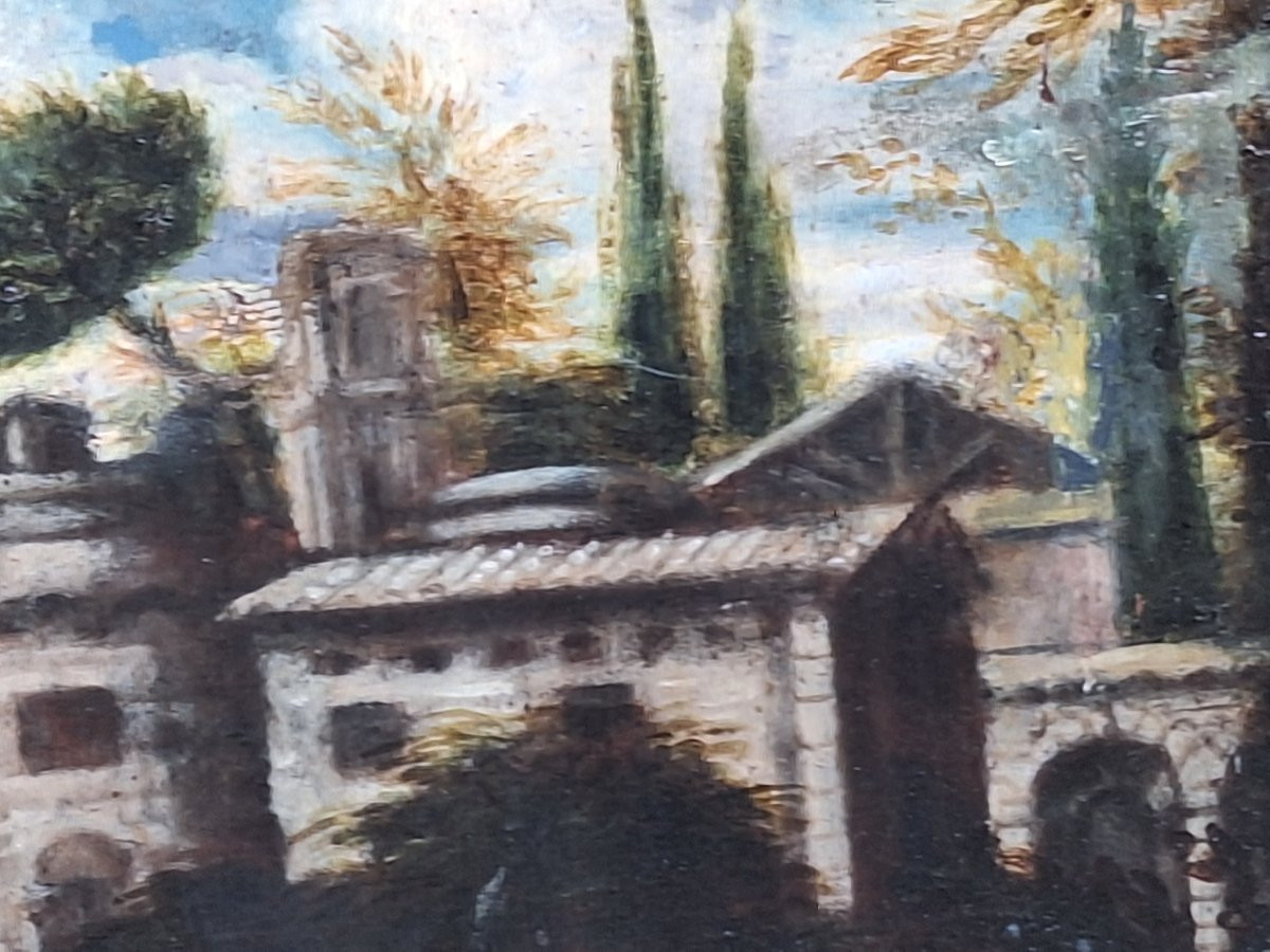 Diane et ses nymphes surprises par Actéon , huile sur toile , Ecole italienne du18ème.-photo-3