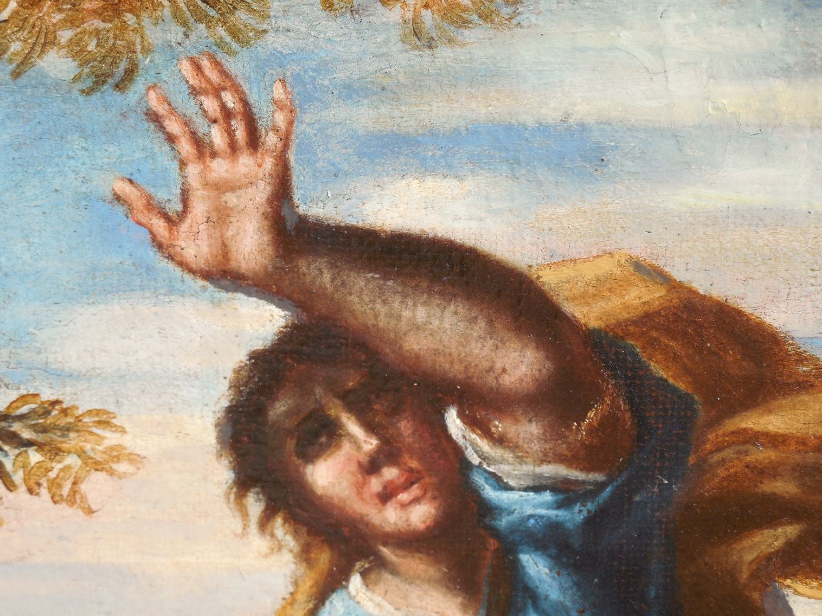 Diane et ses nymphes surprises par Actéon , huile sur toile , Ecole italienne du18ème.-photo-7