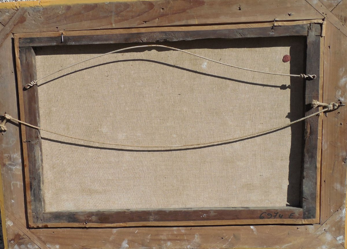 Diane et ses nymphes surprises par Actéon , huile sur toile , Ecole italienne du18ème.-photo-8