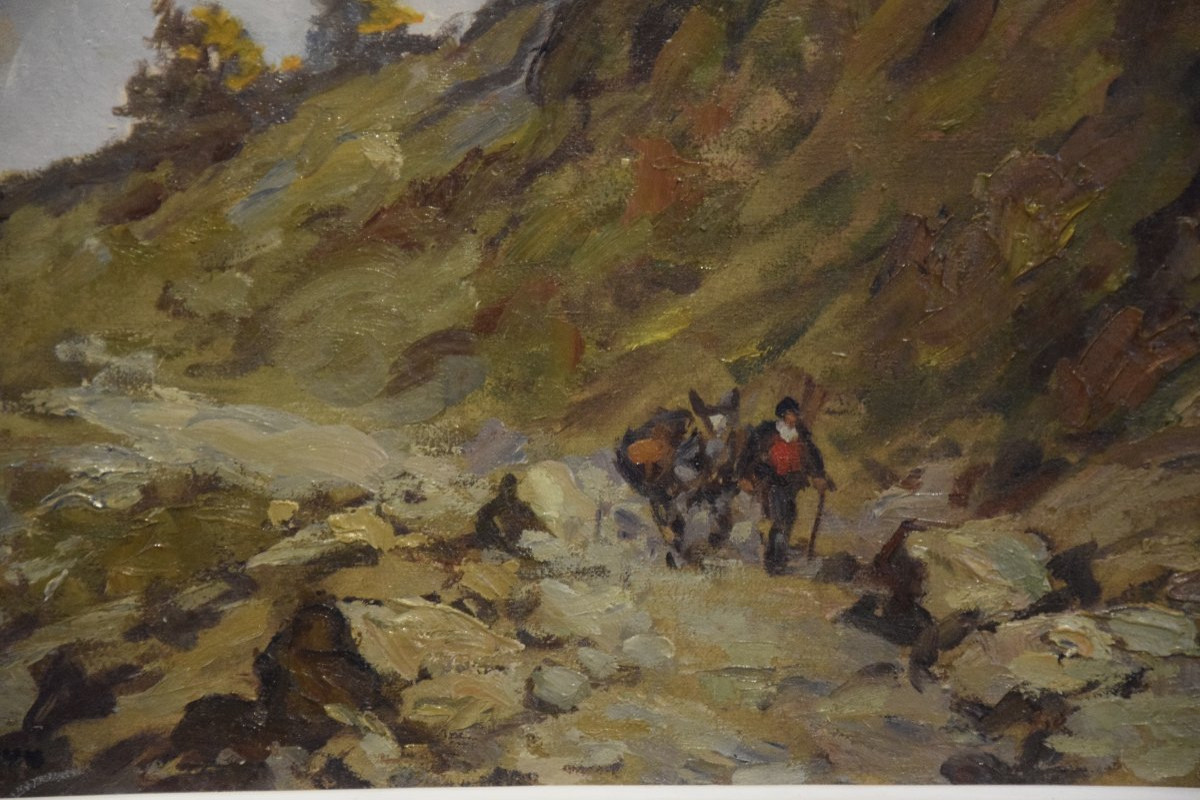 Ludovic Gignoux (1882 - ) "the Road To Montauvert In The Swiss Alps", Oil On Canvas-photo-4