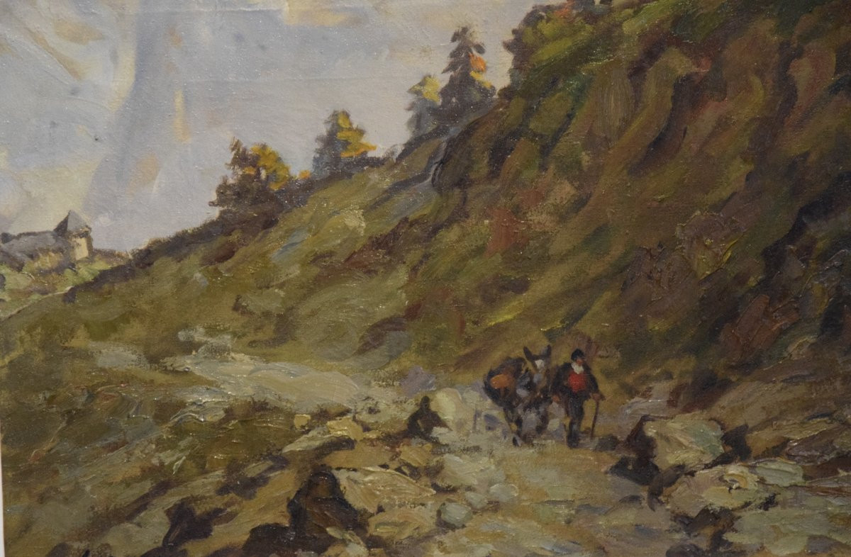 Ludovic Gignoux (1882 - ) "the Road To Montauvert In The Swiss Alps", Oil On Canvas-photo-3