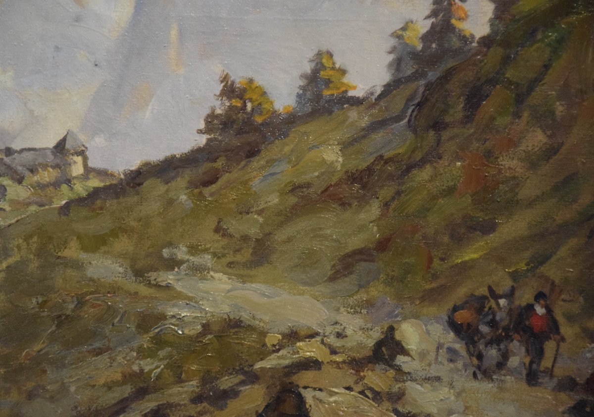 Ludovic Gignoux (1882 - ) "the Road To Montauvert In The Swiss Alps", Oil On Canvas-photo-4