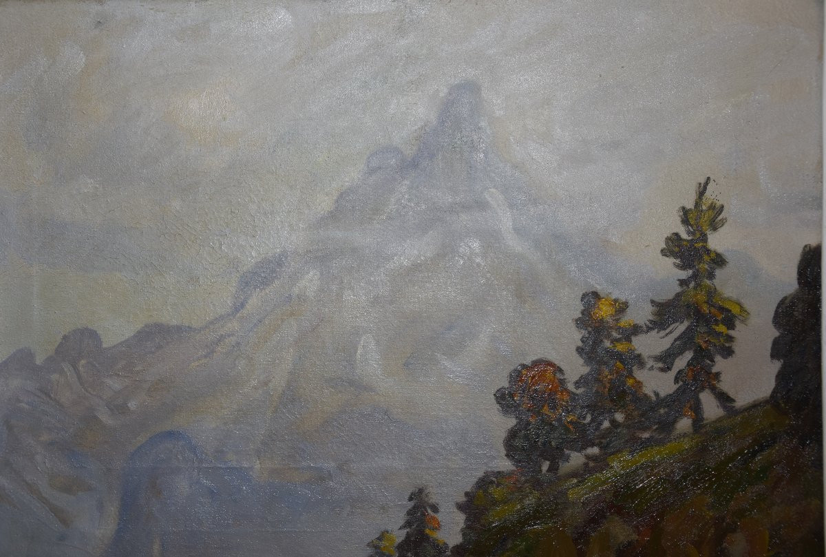 Ludovic Gignoux (1882 - ) "the Road To Montauvert In The Swiss Alps", Oil On Canvas-photo-8