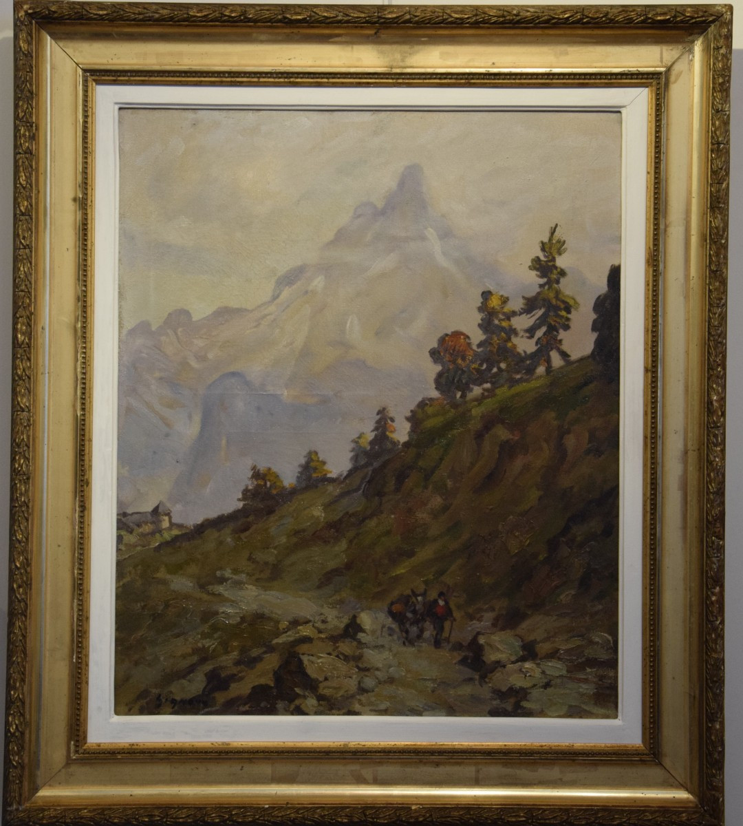 Ludovic Gignoux (1882 - ) "the Road To Montauvert In The Swiss Alps", Oil On Canvas