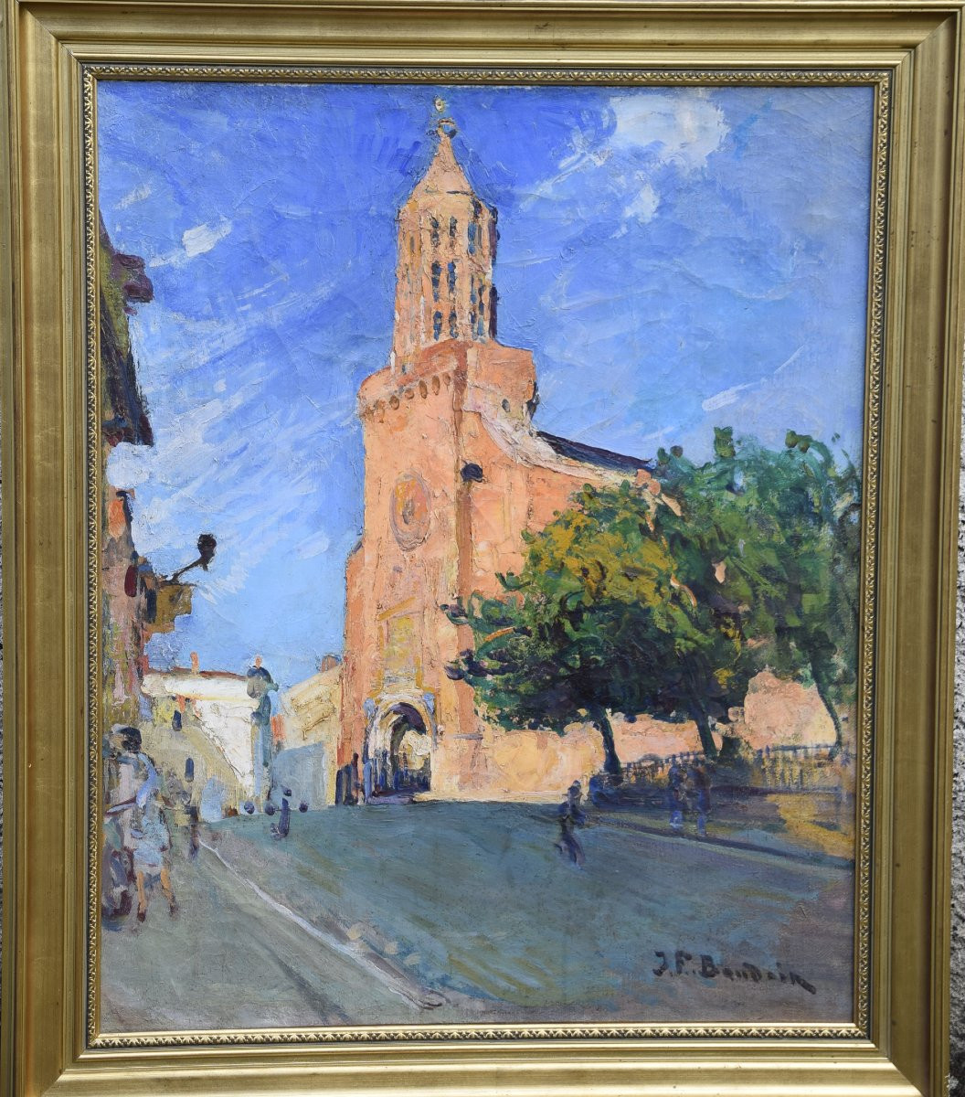 Jean Franck Baudoin (1870-1961) "the Saint Jacques Church In Montauban In Occitanie", Hst.-photo-2