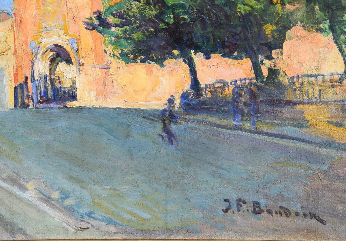 Jean Franck Baudoin (1870-1961) "the Saint Jacques Church In Montauban In Occitanie", Hst.-photo-4