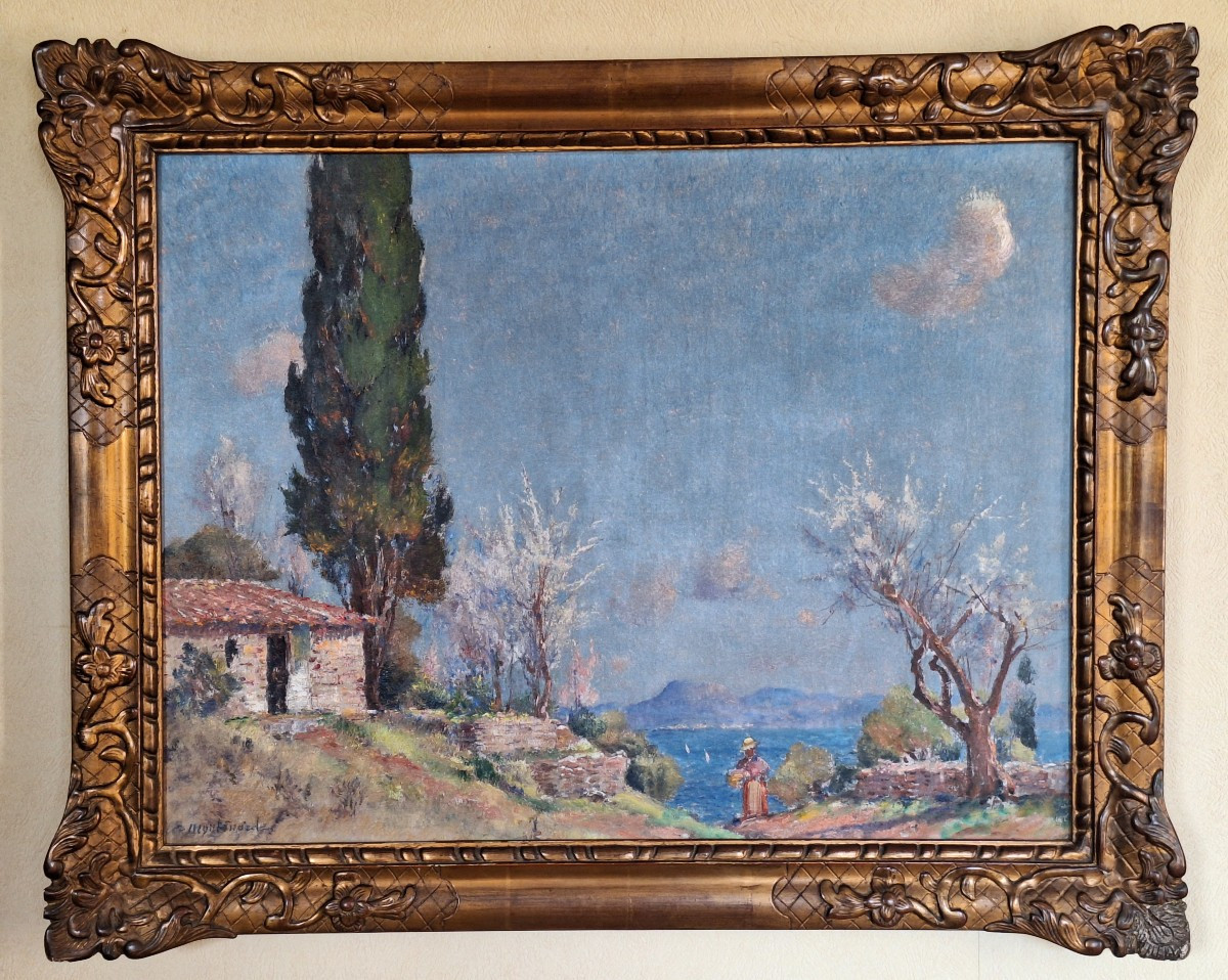 Frédéric Montenard (1849-1926) "landscape Of Provence In Spring", Oil On Canvas, 