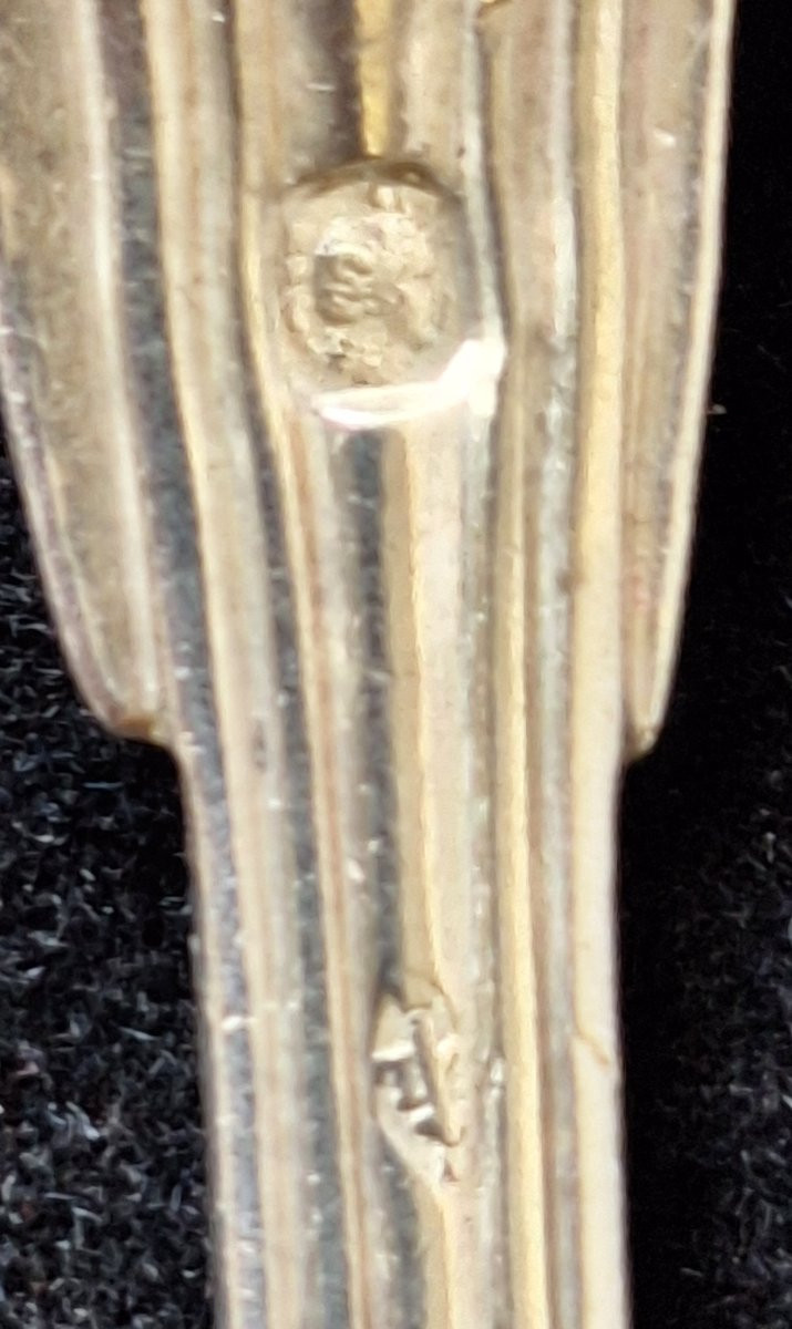 12 cuillères à dessert ou café en argent ,poinçon Minerve 1er titre,  XIXème - ébut XXème -photo-6