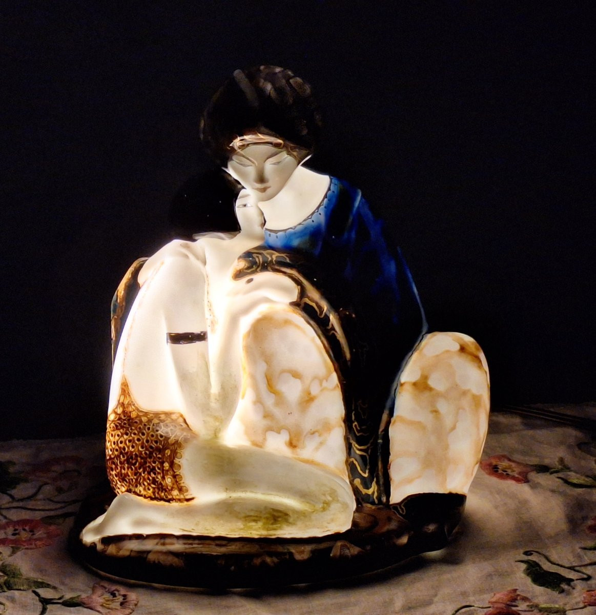 Camille Tharaud ( 1878-1956), Veilleuse "sultan-sultane ",porcelaine émaillée , Art Déco -photo-3