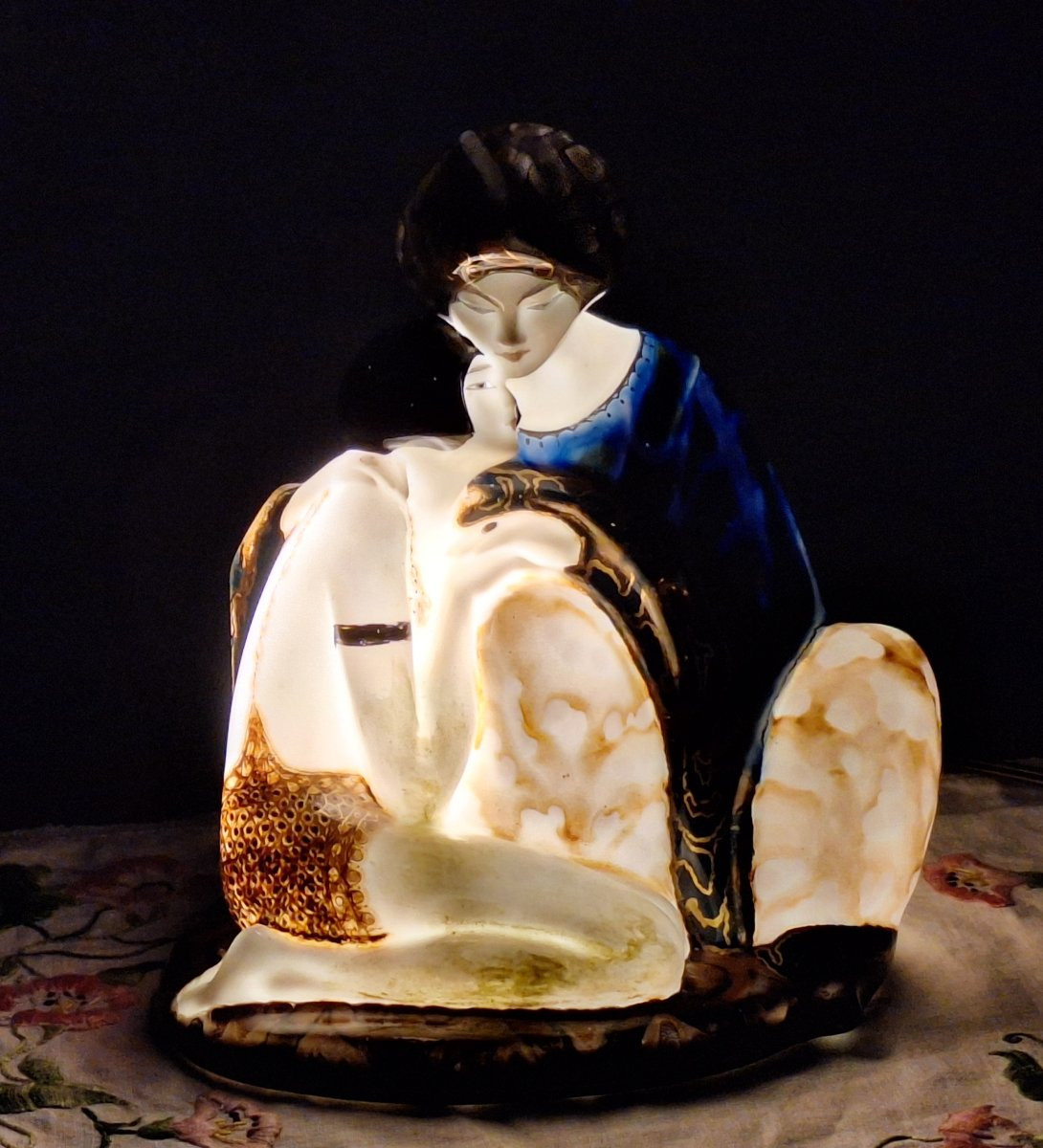 Camille Tharaud ( 1878-1956), Veilleuse "sultan-sultane ",porcelaine émaillée , Art Déco -photo-1