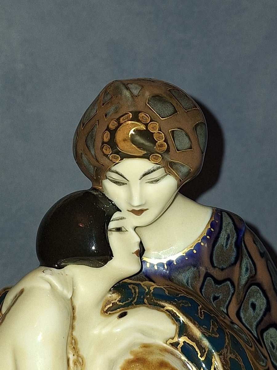 Camille Tharaud ( 1878-1956), Veilleuse "sultan-sultane ",porcelaine émaillée , Art Déco -photo-2