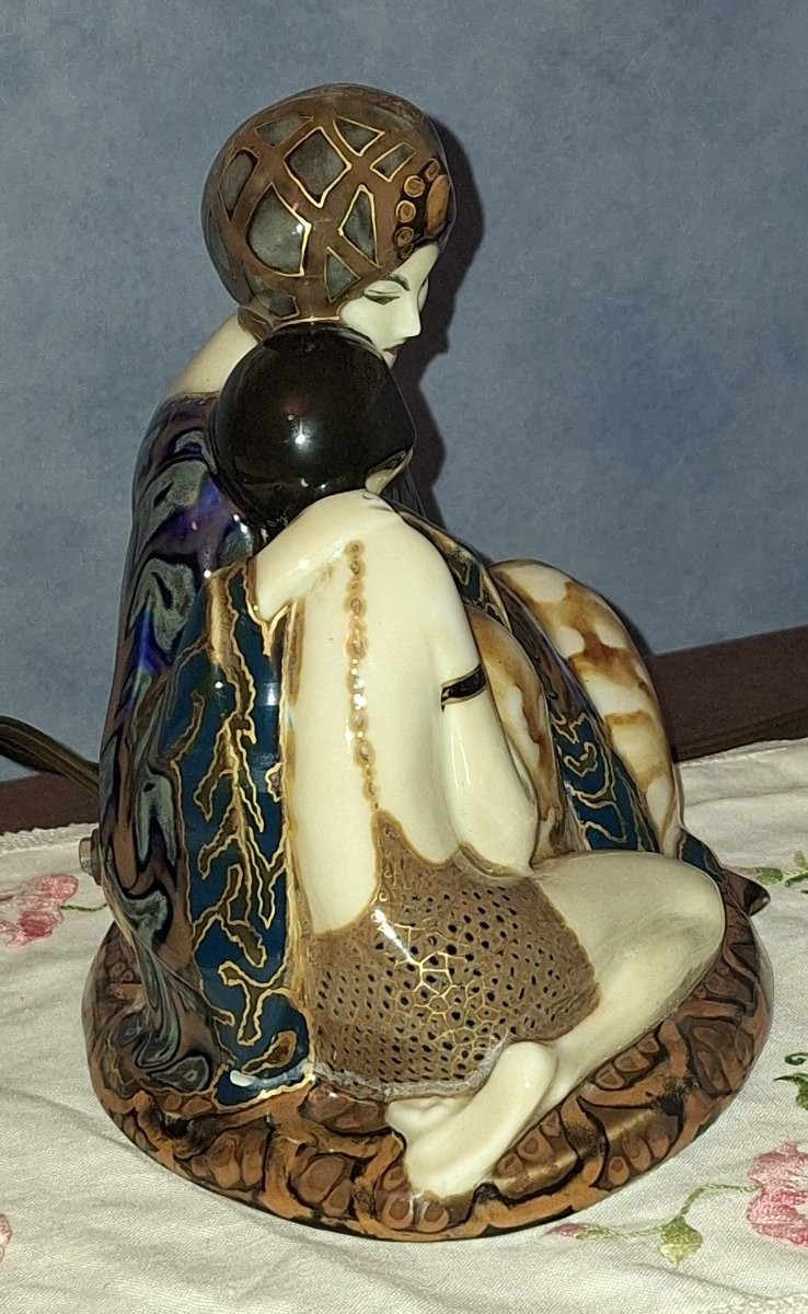 Camille Tharaud ( 1878-1956), Veilleuse "sultan-sultane ",porcelaine émaillée , Art Déco -photo-3
