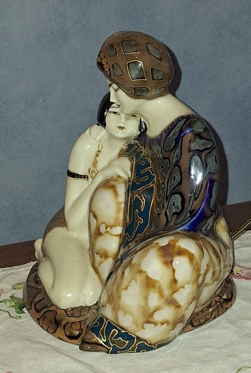 Camille Tharaud ( 1878-1956), Veilleuse "sultan-sultane ",porcelaine émaillée , Art Déco -photo-4