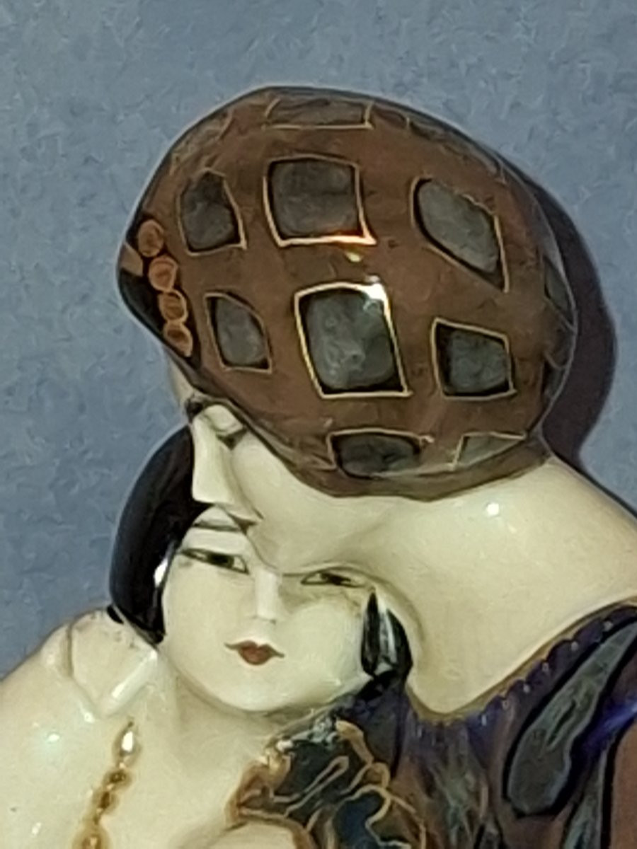 Camille Tharaud ( 1878-1956), Veilleuse "sultan-sultane ",porcelaine émaillée , Art Déco -photo-5