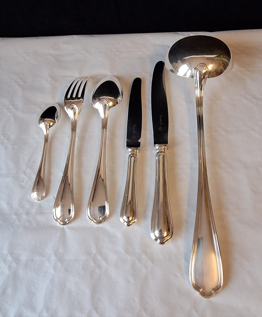 Ménagère  Christofle , métal argenté ,modèle Spatours,61 pièces, 12 personnes . -photo-2