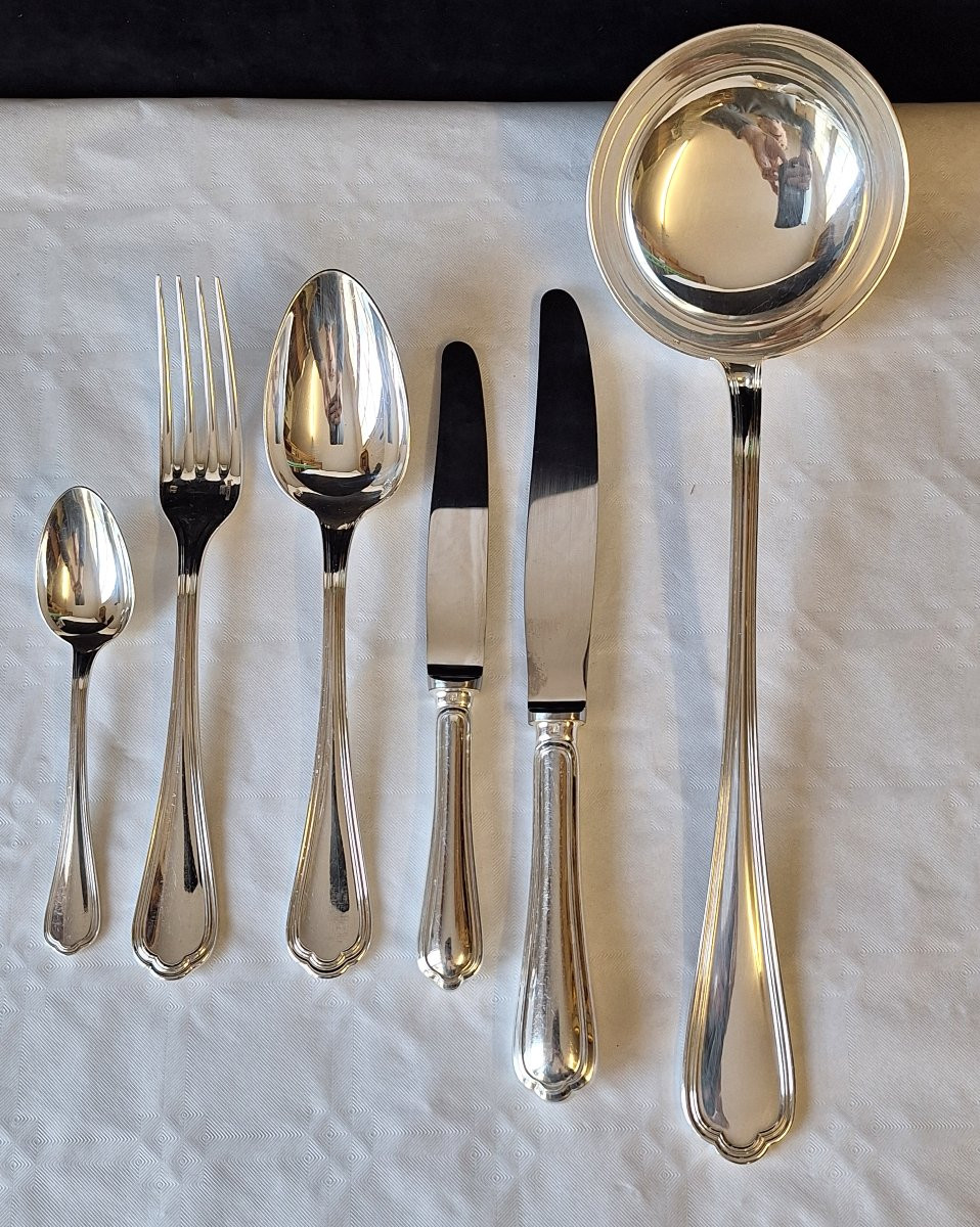 Ménagère  Christofle , métal argenté ,modèle Spatours,61 pièces, 12 personnes . -photo-3