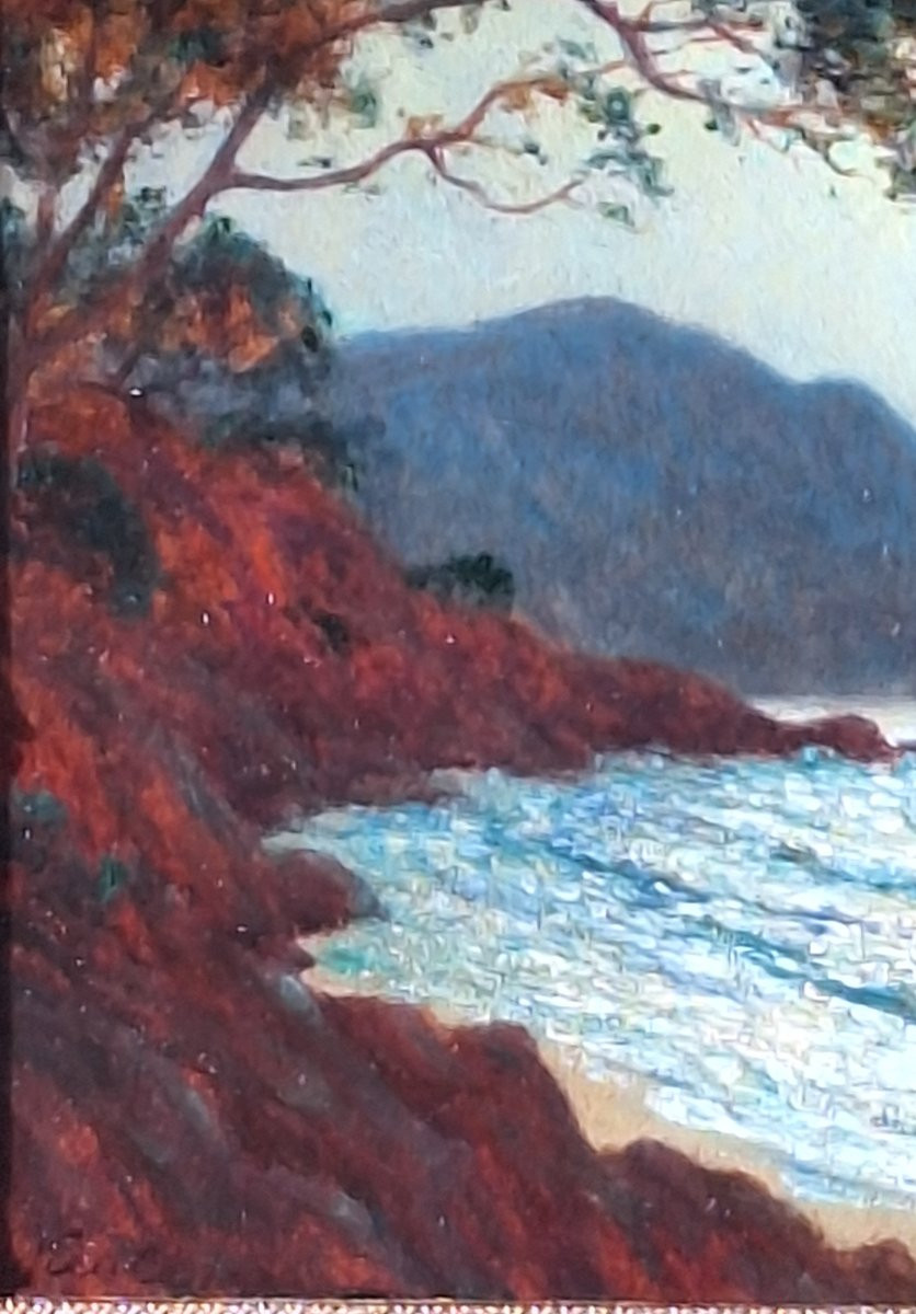 Moonlight On The Red Rocks ",keuleyan -lafon, Oil On Cardboard-photo-3
