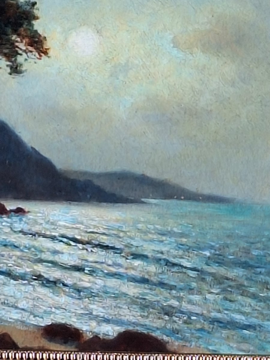 Moonlight On The Red Rocks ",keuleyan -lafon, Oil On Cardboard-photo-3