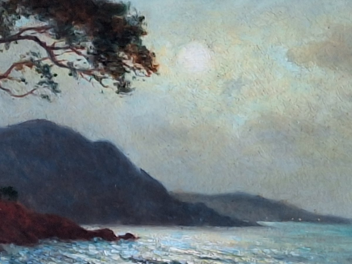Moonlight On The Red Rocks ",keuleyan -lafon, Oil On Cardboard-photo-4