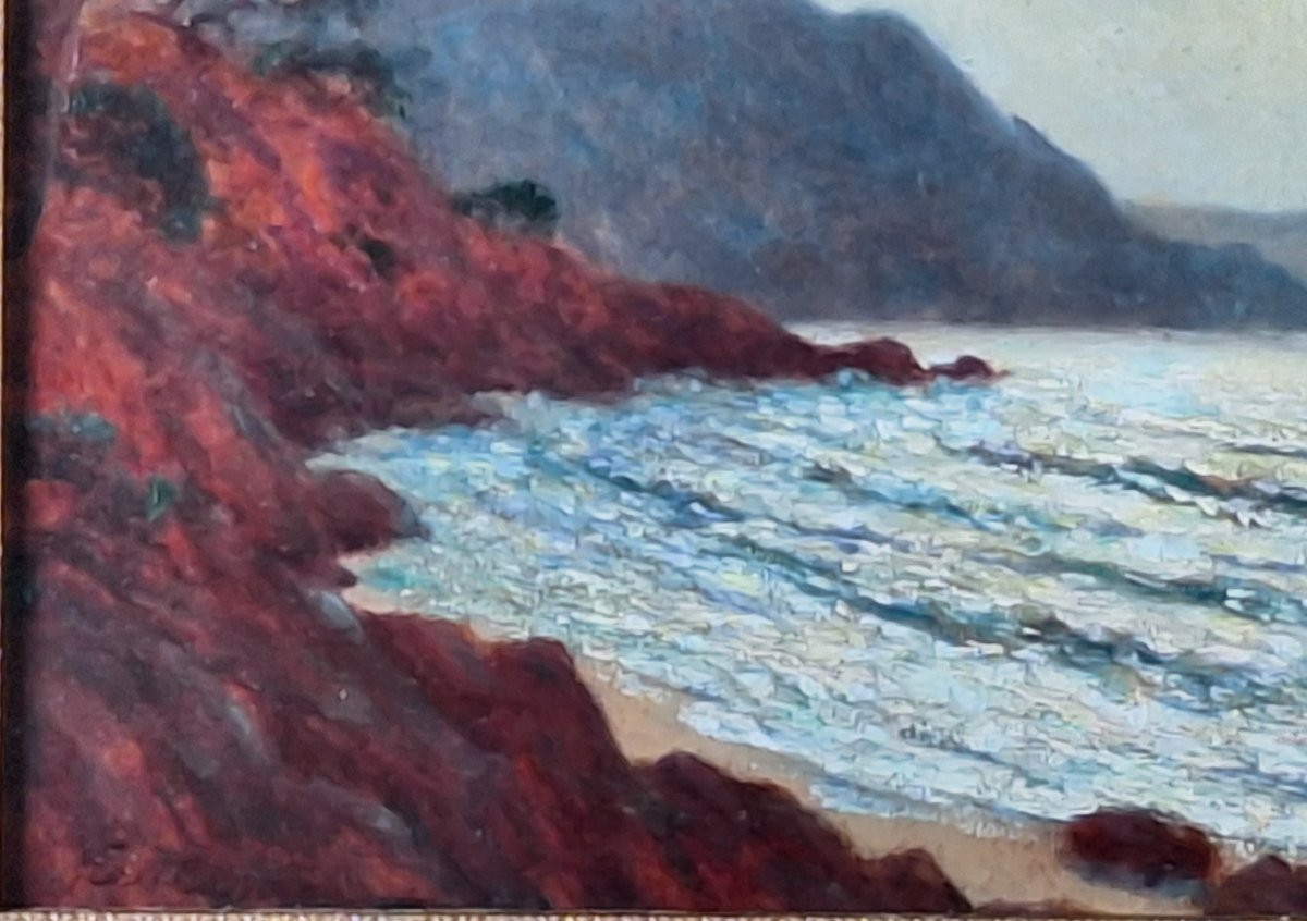 Moonlight On The Red Rocks ",keuleyan -lafon, Oil On Cardboard-photo-5