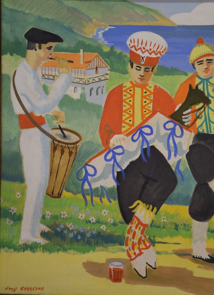Louis Chareyre (1917-1995),Le Pays Basque et ses traditions , grande huile sur panneau-photo-3