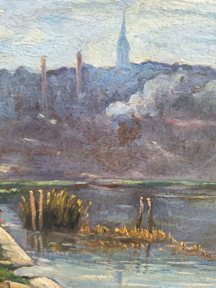 Camille Merlaud  ( 1877-1957) Le plateau d'Angoulème depuis les rives de la Charente,huile /car-photo-1