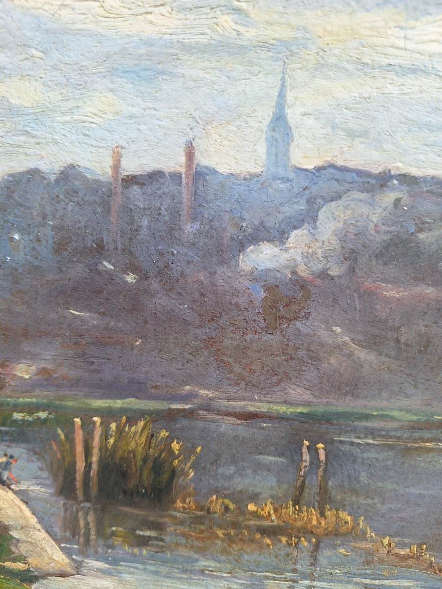 Camille Merlaud  ( 1877-1957) Le plateau d'Angoulème depuis les rives de la Charente,huile /car-photo-2