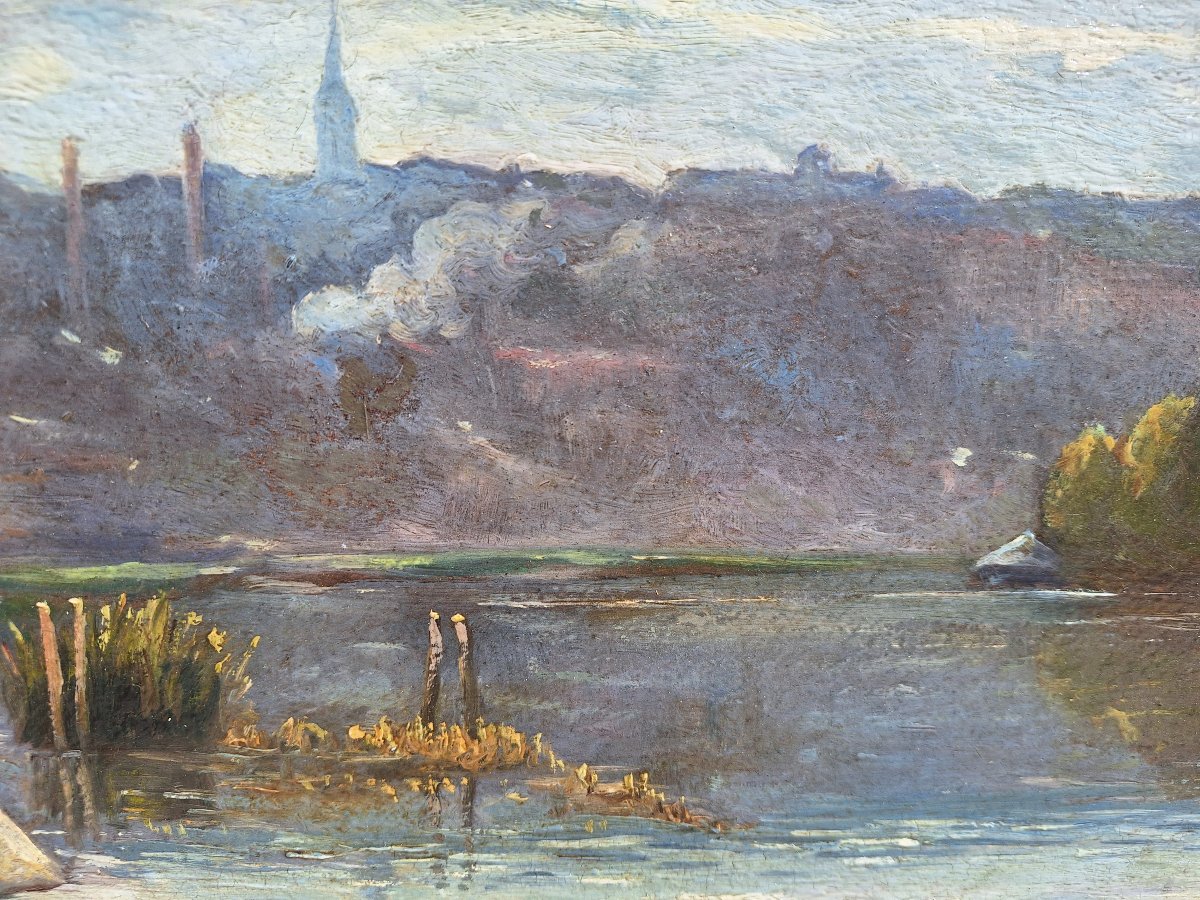 Camille Merlaud  ( 1877-1957) Le plateau d'Angoulème depuis les rives de la Charente,huile /car-photo-5