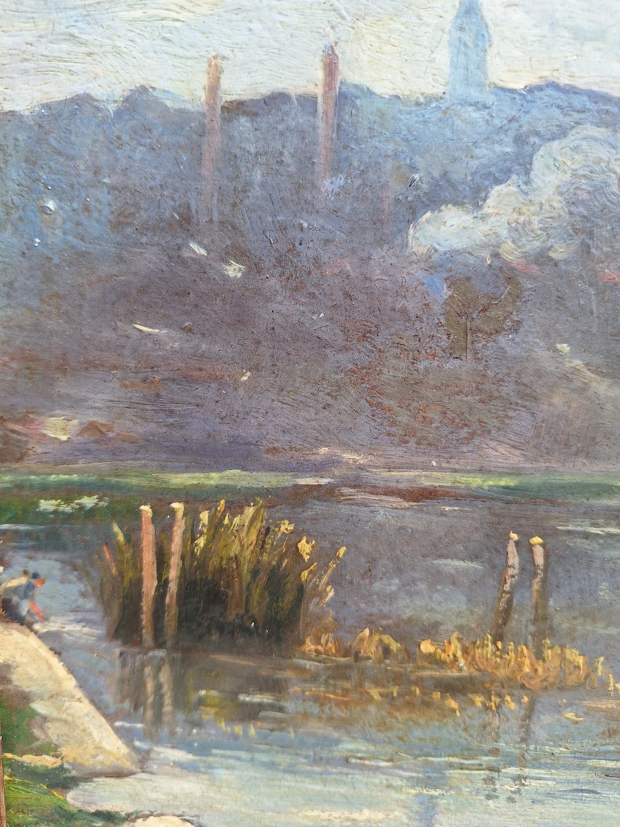Camille Merlaud  ( 1877-1957) Le plateau d'Angoulème depuis les rives de la Charente,huile /car-photo-6