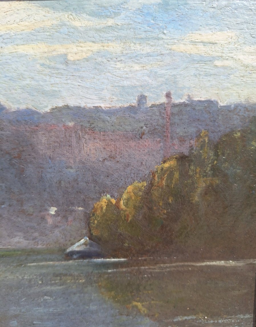 Camille Merlaud  ( 1877-1957) Le plateau d'Angoulème depuis les rives de la Charente,huile /car-photo-7