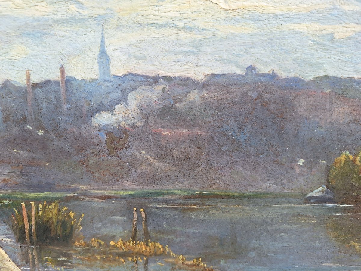 Camille Merlaud  ( 1877-1957) Le plateau d'Angoulème depuis les rives de la Charente,huile /car-photo-8