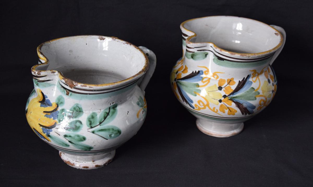 Two Pitchers, Talavera Ceramics, Spain 18th And 19th