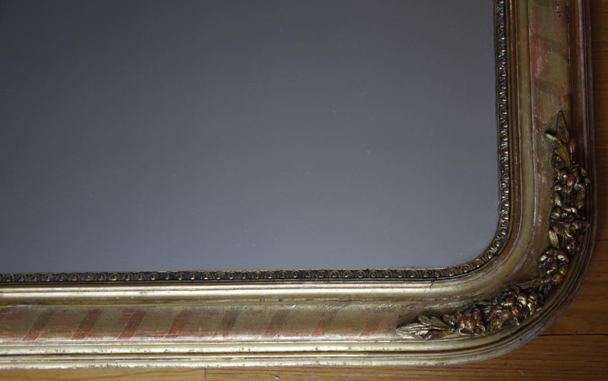 Petit Miroir Louis Philippe En Bois Doré , H=82,5cm -photo-4
