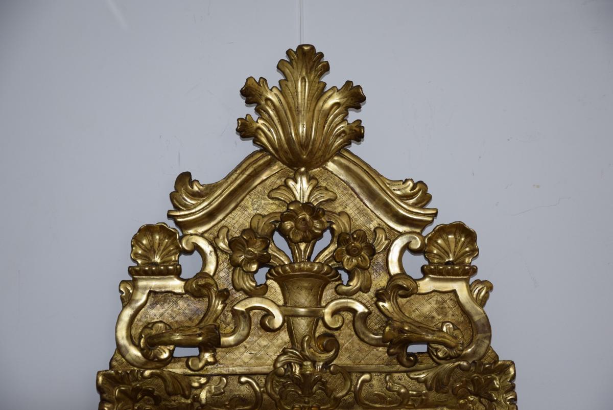 Miroir Régence en bois sculpté et doré , XVIIIème -photo-4