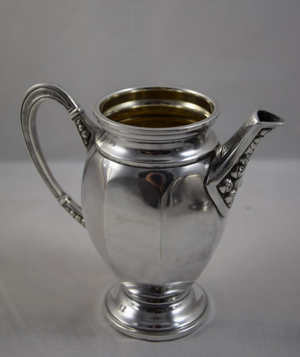 Tea And Coffee Service Silver Metal, Goldsmith Digny, Art Deco Style-photo-1