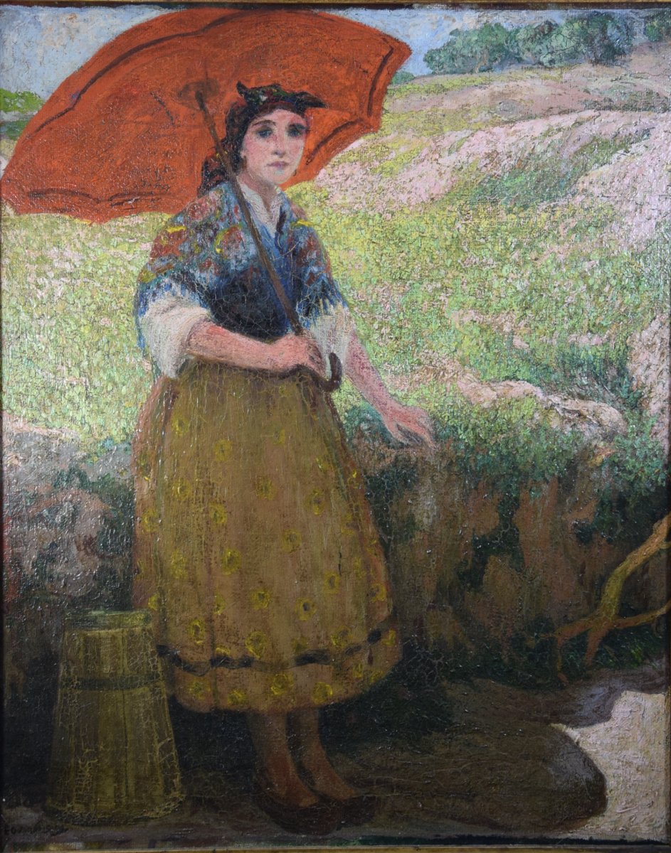 Eduardo Soria (1890-1945) Jeune fille à l'ombrelle-photo-2