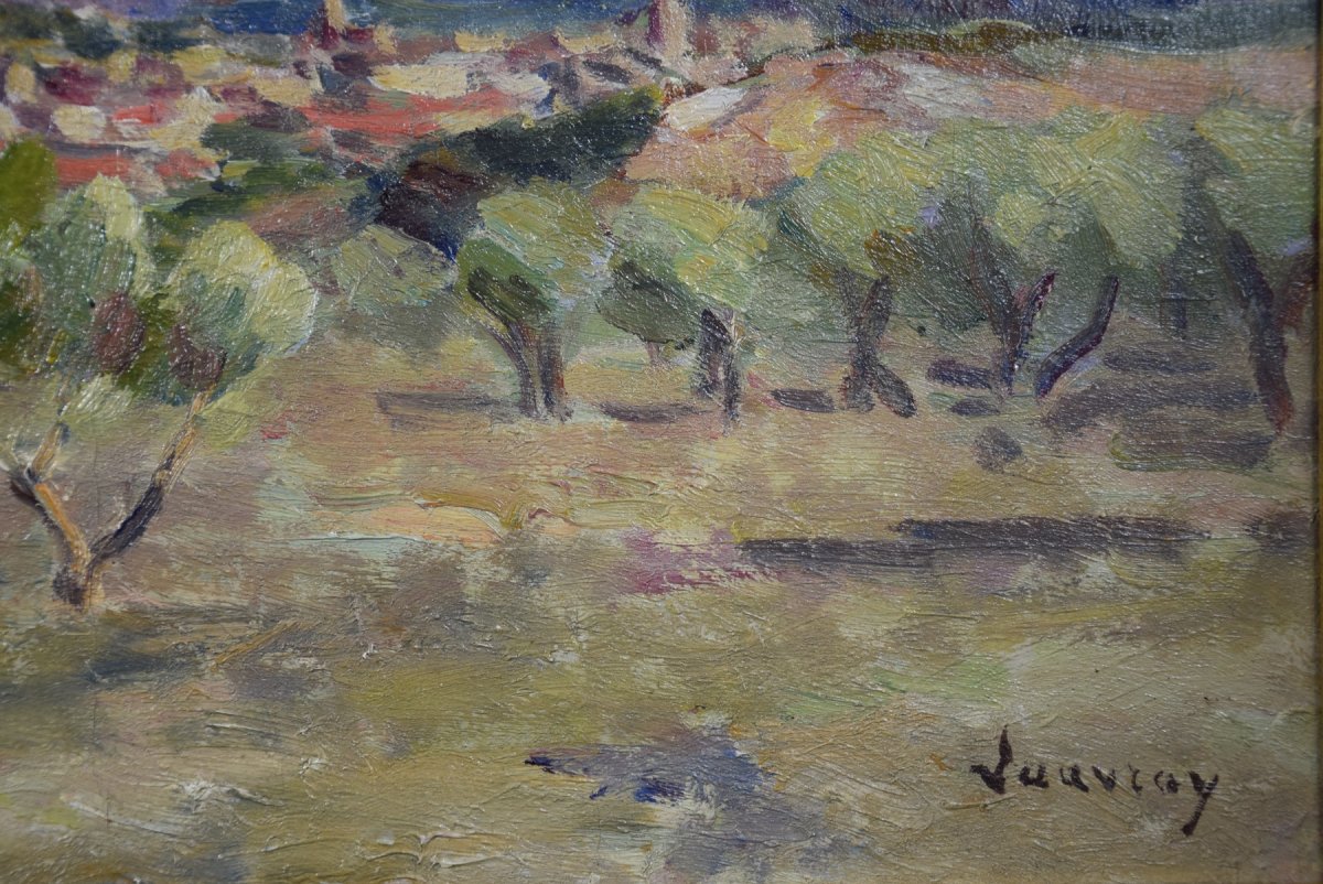 Abel Lauvray , vue d'Avignon et Villeneuve  lès Avignon, huile sur panneau-photo-4