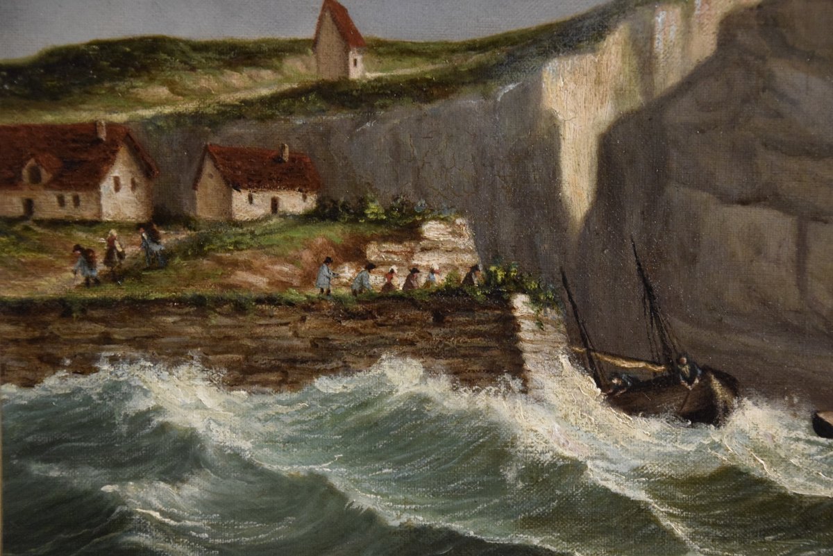 Grande marine , huile sur toile signée CH  Mittler et datée 1886-photo-2