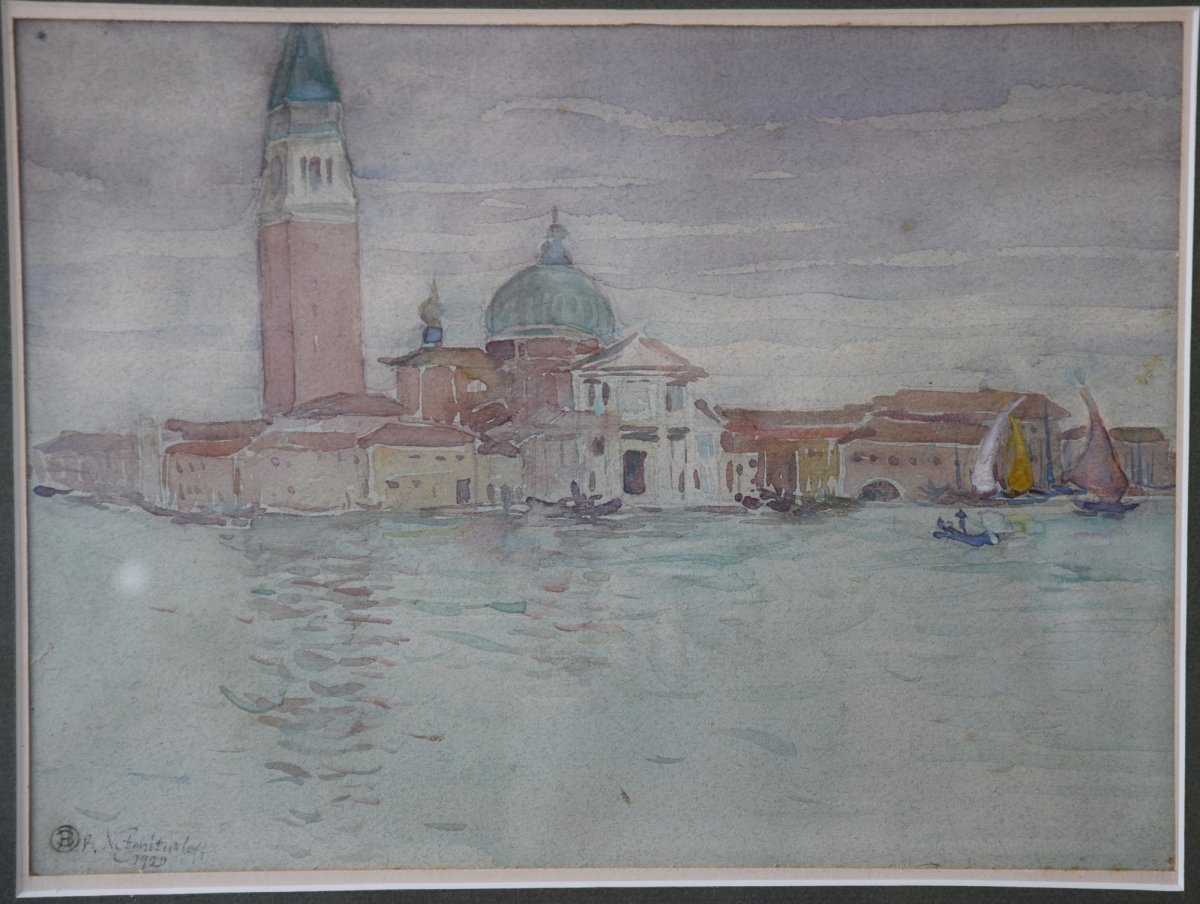 Basil .n. Netchitailoff The Basilica Of San Giorgio Maggiore In Venice, Watercolor-photo-2