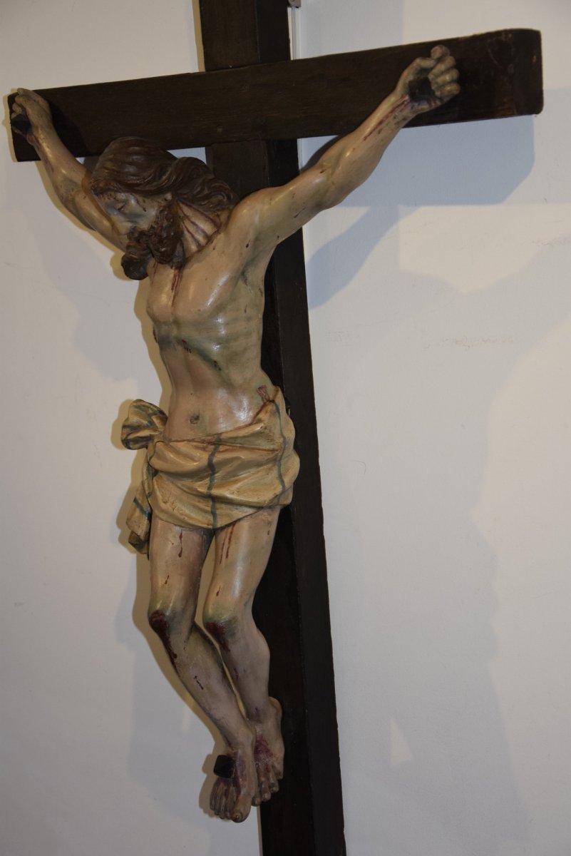 Christ en bois polychrome, XVIIIème -photo-1