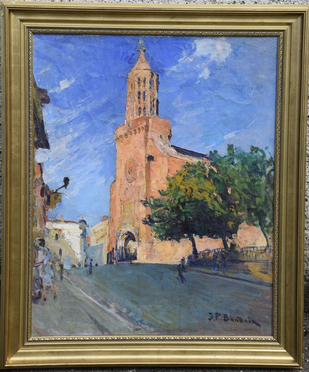 Jean Frank Baudoin (1870-1961)"l'église Saint Jacques à Montauban" Huile Sur Toile 