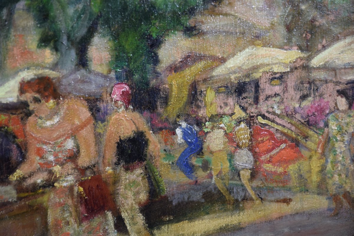 CARLOS-REYMOND(1884-1970), "Le vieux marché de Nice" ,huile sur toile .-photo-3
