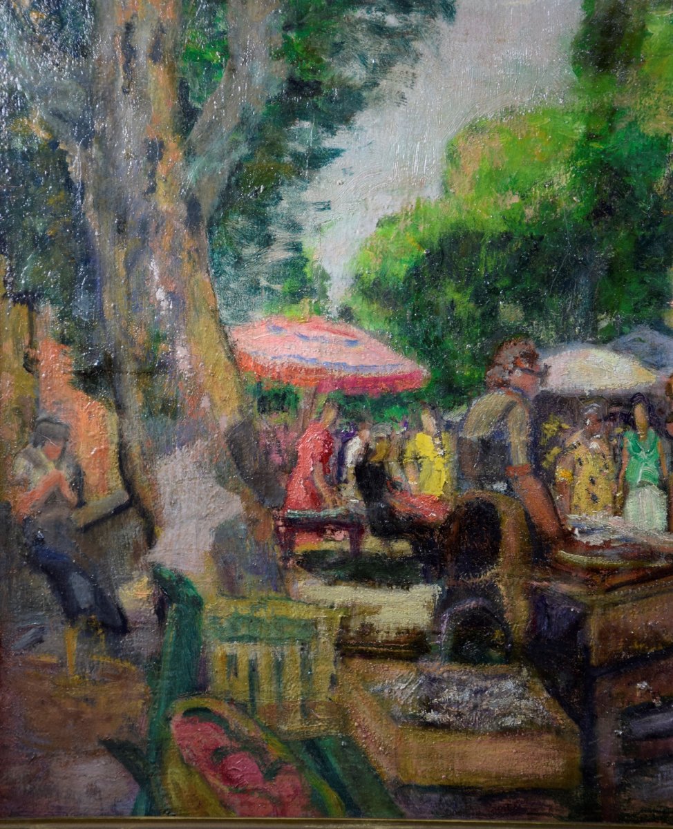 CARLOS-REYMOND(1884-1970), "Le vieux marché de Nice" ,huile sur toile .-photo-8