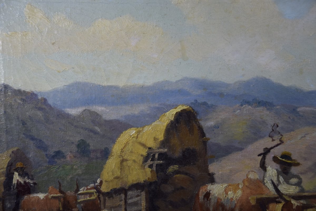 Jean Rambinintsoa (1899-1986),scène paysanne à Madagascar , huile sur toile .-photo-6