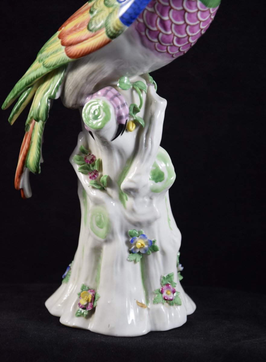 Cockatoo On A Branch, Polychrome Porcelain From Volkstedt-rudelstadt-photo-2