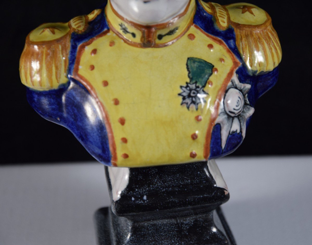 Bust Of Napoleon 1st In Glazed Earthenware-photo-3