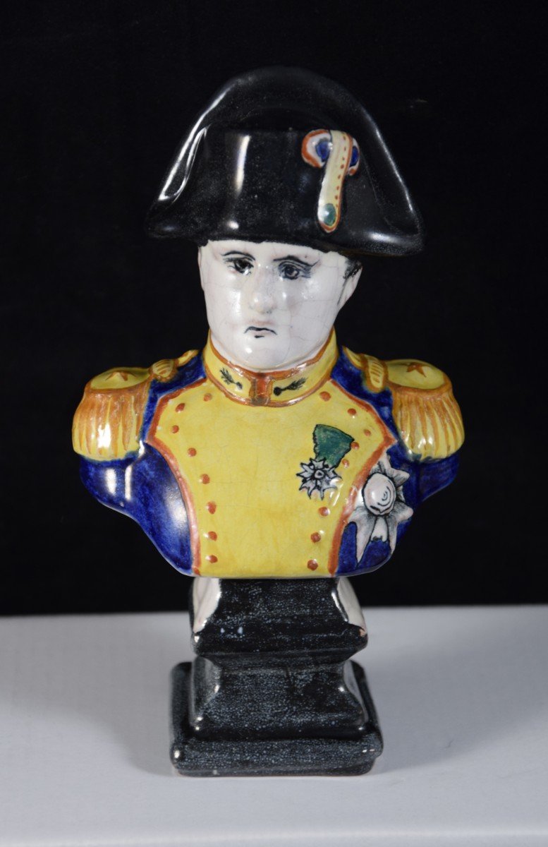 Bust Of Napoleon 1st In Glazed Earthenware